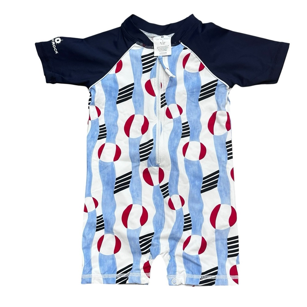 Snapper Rock One-Piece Swimsuit Infant 6-12‎ Months Beach Ball Print Zipper Snap